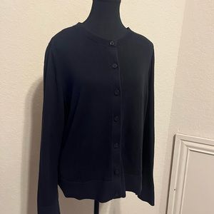LOFT Black Cardigan Sweater Fine-Knit